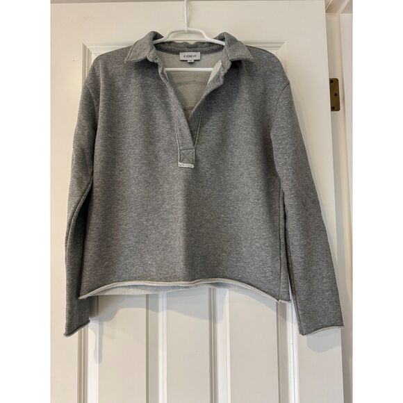 Women's Evereve Pullover Sweatshirt with Collar in Gray Size Small - Picture 1 of 3